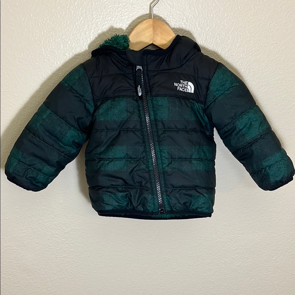The North Face Green Black Puffer Fleece Reversible Jacket